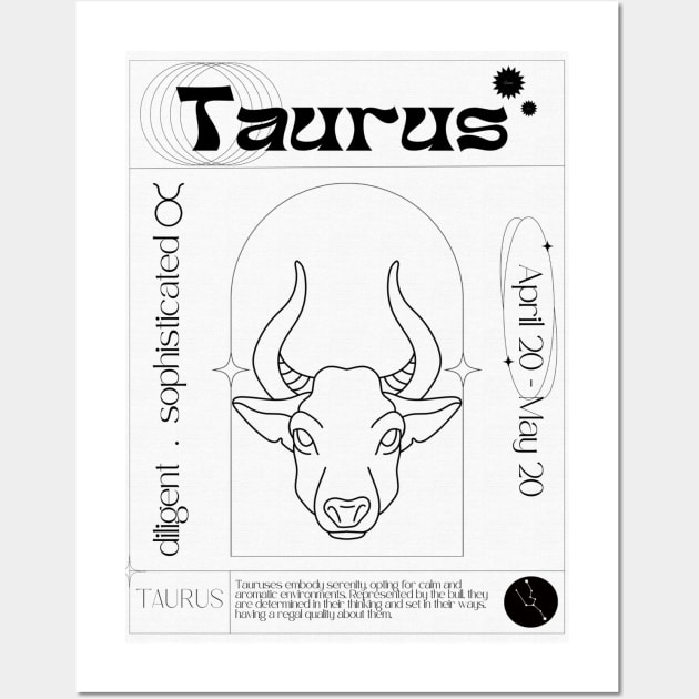 Taurus Zodiac Sign Personality Card Wall Art by Bysophie